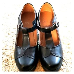 Black Platform Mary Janes
